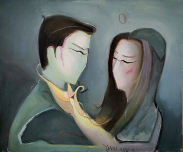 Painting titled "《我们互相伤害》" by Huixi Yu, Original Artwork, Pigments