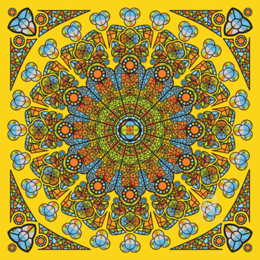 Druckgrafik mit dem Titel "Mandala step one" von Humberto Cesar Pornaro, Original-Kunstwerk, Digitaldruck
