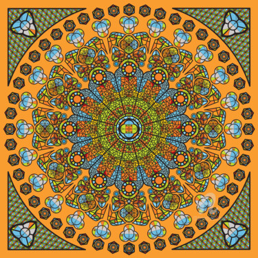 Druckgrafik mit dem Titel "Mandala step three" von Humberto Cesar Pornaro, Original-Kunstwerk, Digitaldruck