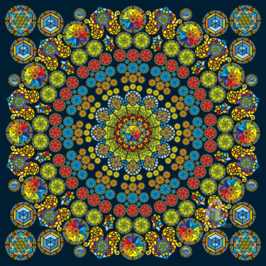 제목이 "Mandala step Five"인 판화 Humberto Cesar Pornaro로, 원작, 디지털 인쇄