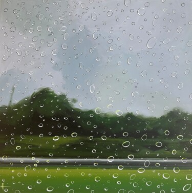 Painting titled "The Summer Rain" by Hunter Jay, Original Artwork, Acrylic Mounted on Wood Stretcher frame