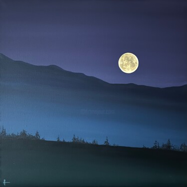 Картина под названием "Shepherd Moon" - Hunter Jay, Подлинное произведение искусства, Акрил Установлен на Деревянная рама дл…