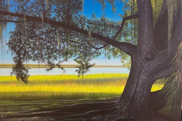 「Myakka River Memory」というタイトルの絵画 Hunter Jayによって, オリジナルのアートワーク, アクリル ウッドストレッチャーフレームにマウント