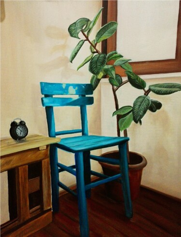 Painting titled "empty chair" by Hüseyin Özdemir, Original Artwork, Pigments