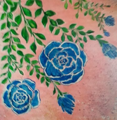 Dibujo titulada "les roses bleues" por Iakim, Obra de arte original, Acrílico Montado en Bastidor de camilla de madera