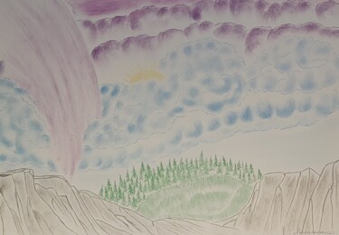 Drawing titled "piste de météorite" by Iakim, Original Artwork, Pencil