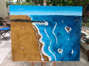「La Nostra Spiaggia」というタイトルの絵画 Irina Amaroによって, オリジナルのアートワーク, アクリル ウッドストレッチャーフレームにマウント