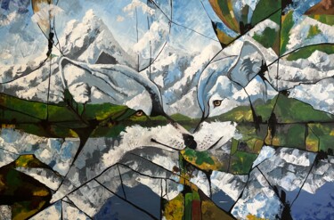 Painting titled "Mountains Reflection" by Iana Volga, Original Artwork, Acrylic
