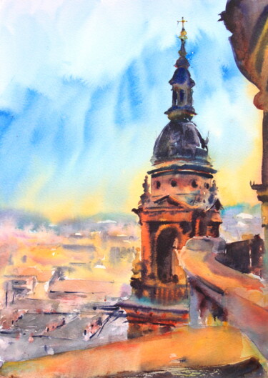 Картина под названием "A view from St Step…" - Ibolya Taligas, Подлинное произведение искусства, Акварель