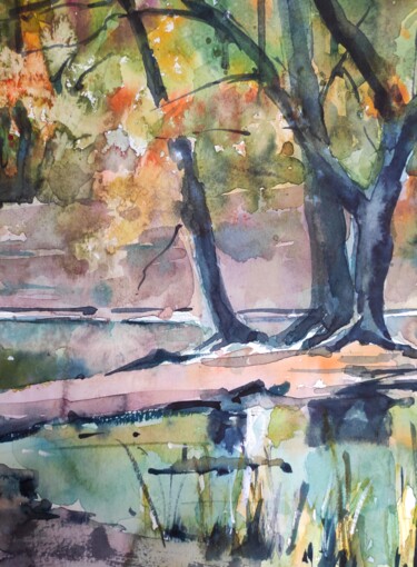 제목이 "Autumn Forest II."인 미술작품 Ibolya Taligas로, 원작, 수채화