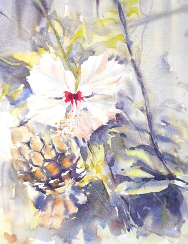 Peinture intitulée "Flower for Life" par Ibolya Taligas, Œuvre d'art originale, Aquarelle