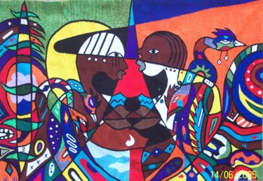 Arte textil titulada "ndiam.jpg" por Ibra Ndiaye, Obra de arte original