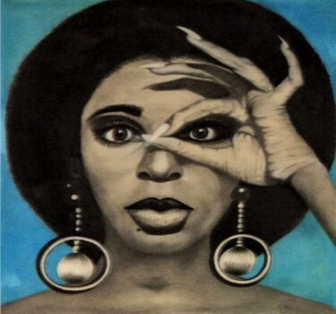 Painting titled "The black is beauti…" by Ibrahim Marong, Original Artwork, Graphite Mounted on Wood Stretcher frame
