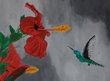 Peinture intitulée "Hummingbird" par Ibrahim Unal, Œuvre d'art originale, Acrylique