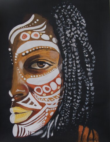 Ζωγραφική με τίτλο "African Girl #2" από Ibrahim Unal, Αυθεντικά έργα τέχνης, Ακρυλικό