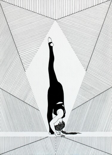 Tekening getiteld "Yoga 3" door Ibrahim Unal, Origineel Kunstwerk, Potlood