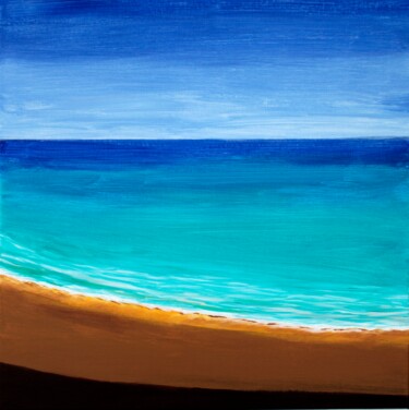 Painting titled "Golden Sand Beach" by Ibrahim Unal, Original Artwork, Acrylic