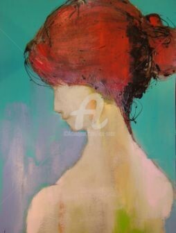 Peinture intitulée "Chignon" par Ica Saez, Œuvre d'art originale