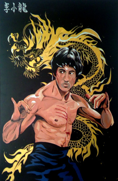 Peinture intitulée "Bruce lee" par Guillaume Troumelen, Œuvre d'art originale, Acrylique