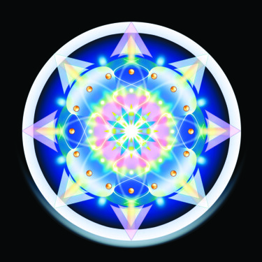 Artes digitais intitulada "Mandala Luzes" por Ideias & Talentos Publicidade E Marketing Digital, Obras de arte originais, Tr…