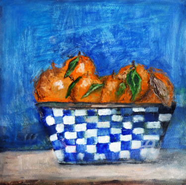 Schilderij getiteld "A bowl of Oranges O…" door Indrani Ghosh, Origineel Kunstwerk, Olie