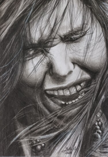 Drawing titled "Infuriata" by Ignazio Zollo, Original Artwork, Charcoal