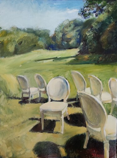 Painting titled "chairs" by Igor Demcenko, Original Artwork, Oil