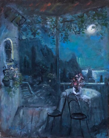 Malarstwo zatytułowany „Crimea. Moonrise ov…” autorstwa Igor Gubskiy, Oryginalna praca, Olej