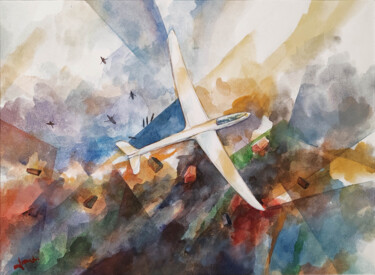 Peinture intitulée "Планёр" par Igor Hramov, Œuvre d'art originale, Aquarelle