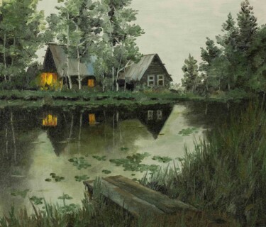 Pintura titulada "Lake house" por Igor Makeev, Obra de arte original, Oleo