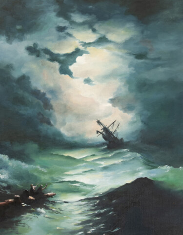 Malarstwo zatytułowany „Shipwreck” autorstwa Igor Makeev, Oryginalna praca, Olej