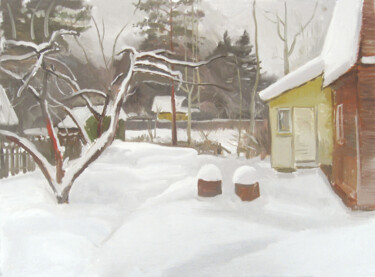 「Зимний сад」というタイトルの絵画 Игорь Машинによって, オリジナルのアートワーク, オイル その他の剛性パネルにマウント