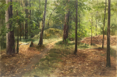 Картина под названием "Осень. Лесная поляна" - Игорь Машин, Подлинное произведение искусства, Масло Установлен на Другая жес…