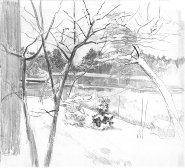 Рисунок под названием "Зимний сад 3" - Игорь Машин, Подлинное произведение искусства, Карандаш