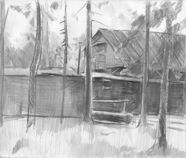 图画 标题为“Старый дом” 由Игорь Машин, 原创艺术品, 铅笔