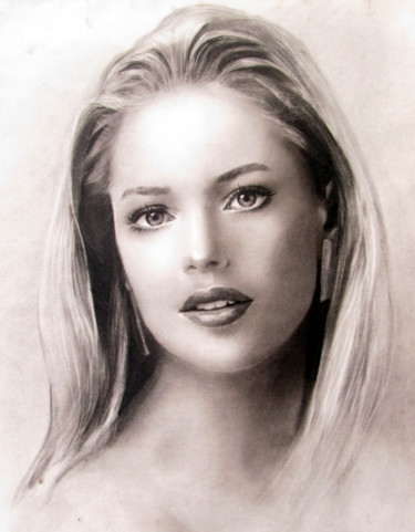 Drawing titled "Блондинка" by Igor Pautov, Original Artwork, Pencil