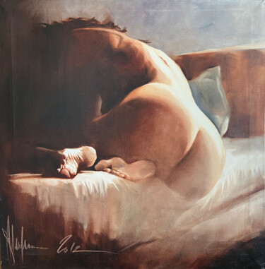 Schilderij getiteld "Morning ray." door Igor Shulman, Origineel Kunstwerk, Olie Gemonteerd op Frame voor houten brancard