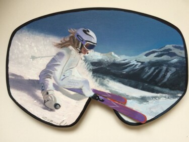 Schilderij getiteld "Горные лыжи 3 D" door Igor Surkov, Origineel Kunstwerk, Olie