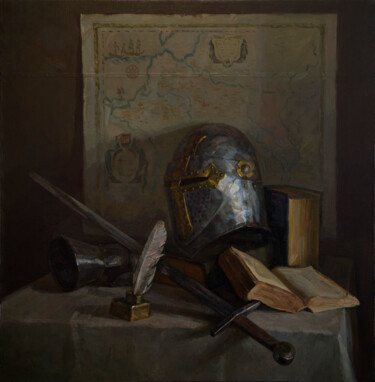 Peinture intitulée "Novel of the knight" par Igor Sventitski, Œuvre d'art originale, Huile Monté sur Châssis en bois