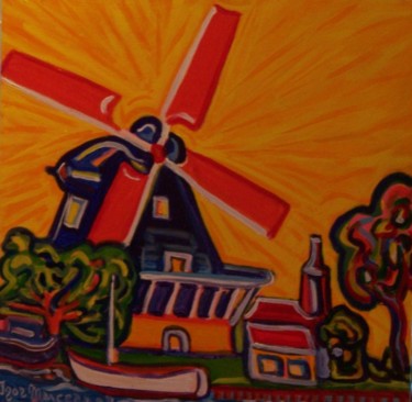 Schilderij getiteld "Moulin aux ailes ro…" door Igor Marceau, Origineel Kunstwerk, Acryl