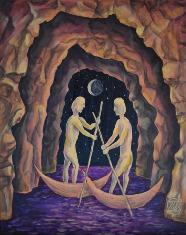 Pintura intitulada "Boat People II" por Igor Pozdnyakov, Obras de arte originais, Óleo Montado em Armação em madeira