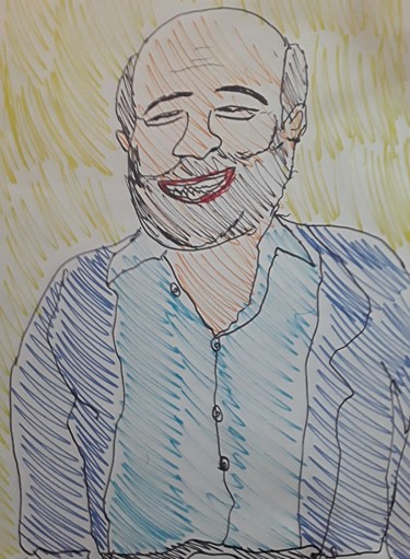 Drawing titled "Gérard Jugnot" by Iheb Gharbi, Original Artwork, Marker