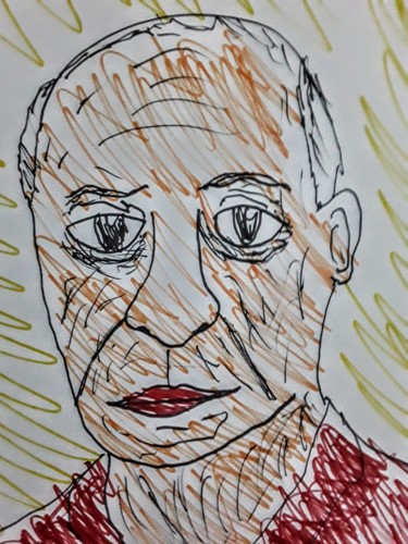 Dessin intitulée "Pablo Picasso" par Iheb Gharbi, Œuvre d'art originale, Marqueur