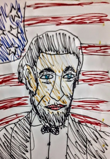 Drawing titled "Abraham Lincoln" by Iheb Gharbi, Original Artwork, Marker