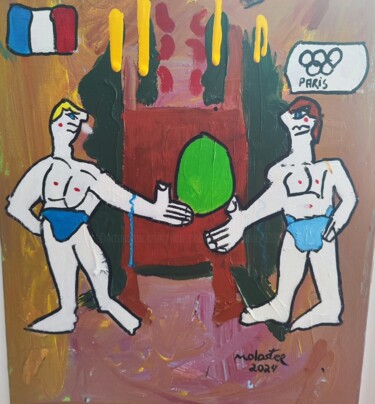 Schilderij getiteld "Rugby" door Ilan-Charles Moloster, Origineel Kunstwerk, Olie