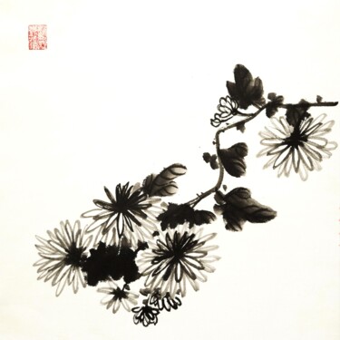 「Ink chrysanthemum a…」というタイトルの絵画 Ilana Shechterによって, オリジナルのアートワーク, インク