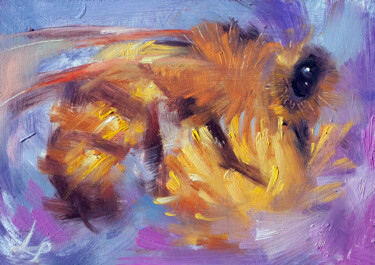 Painting titled "Bee" by Ilaria La Preziosa, Original Artwork, Oil