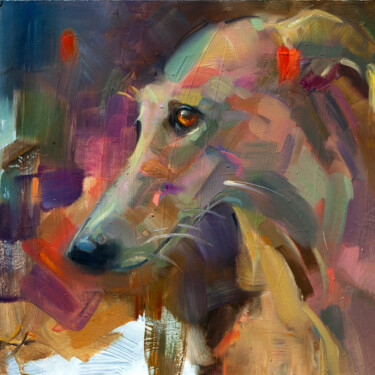 Malerei mit dem Titel "Greyhound" von Ilaria La Preziosa, Original-Kunstwerk, Öl