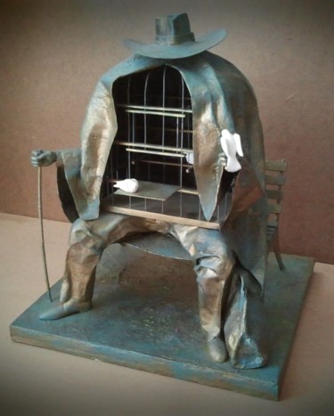 Scultura intitolato "Terapeuta II" da Ilario Massetti, Opera d'arte originale, Cartapesta