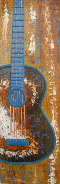 Schilderij getiteld "Guitarra Clasica Az…" door Edna Ildefonso, Origineel Kunstwerk